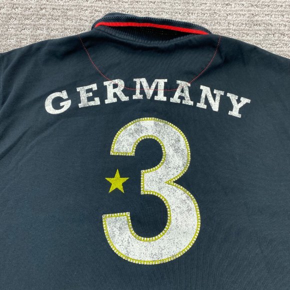 Puma Soccer Germany Polo Shirt Men Large L Black Green White Stripe Casual Sport - Picture 12 of 16